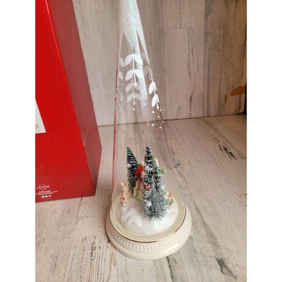 Lenox Merry magic sledding snowman glass cone Xmas figure - Picture 5 of 9